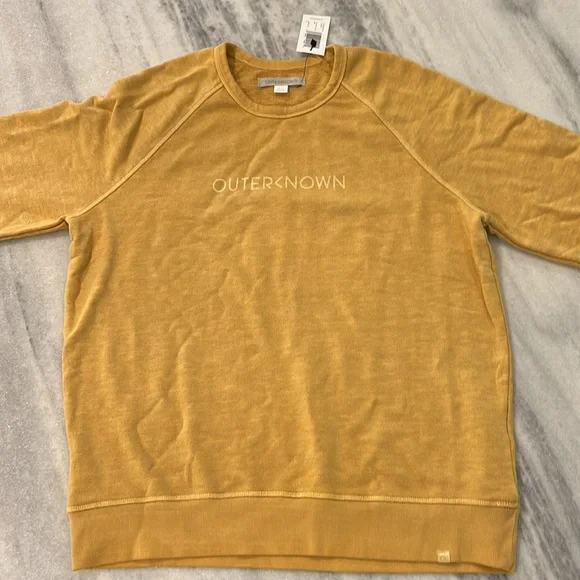 NWT Outerknown Sur French Terry Sweatshirt sz XL in Mustard Yellow - Picture 4 of 7